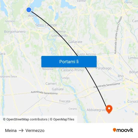 Meina to Vermezzo map
