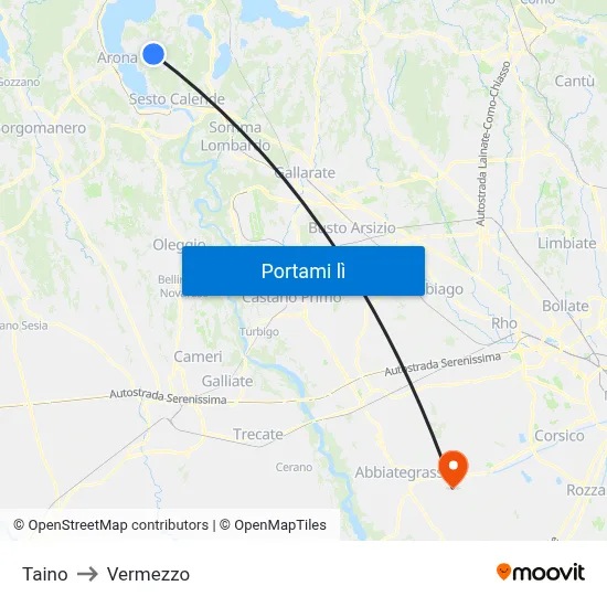 Taino to Vermezzo map