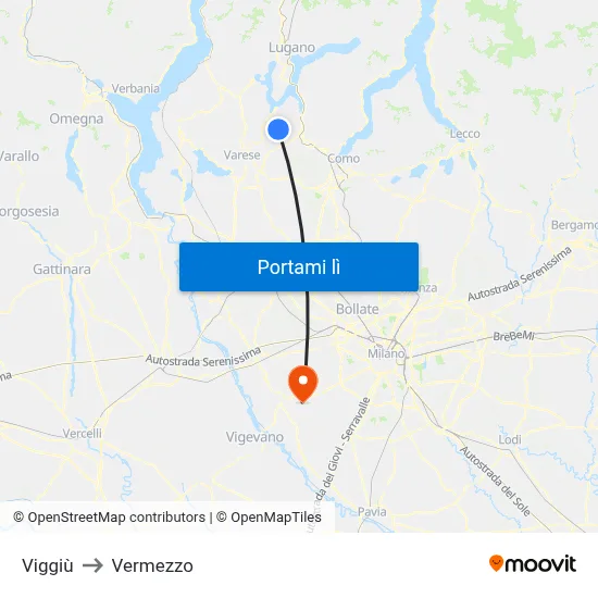 Viggiù to Vermezzo map