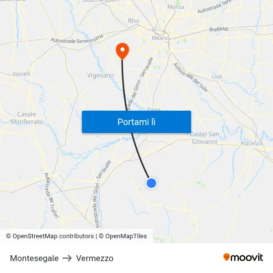 Montesegale to Vermezzo map