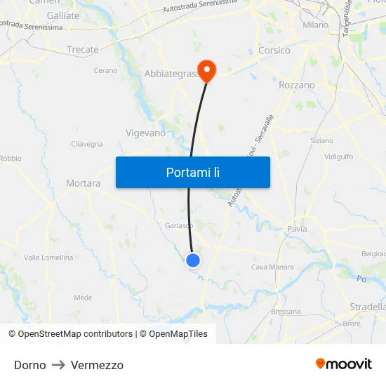 Dorno to Vermezzo map