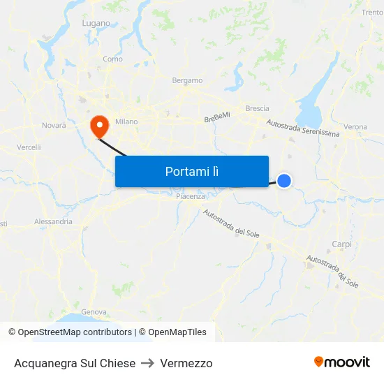 Acquanegra Sul Chiese to Vermezzo map