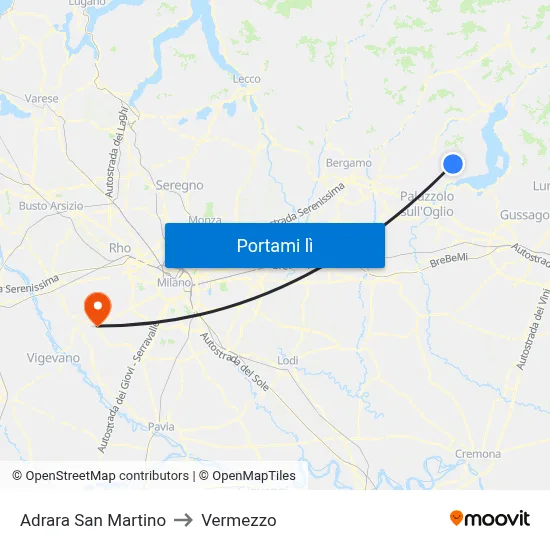 Adrara San Martino to Vermezzo map