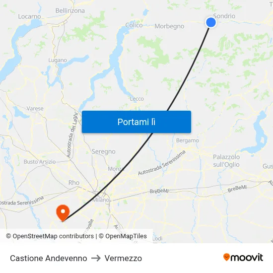 Castione Andevenno to Vermezzo map