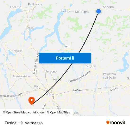 Fusine to Vermezzo map