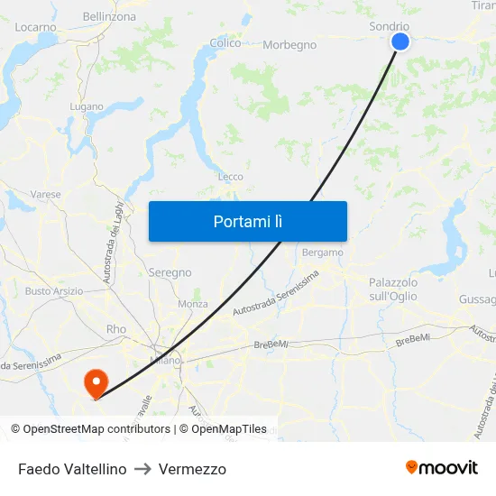 Faedo Valtellino to Vermezzo map