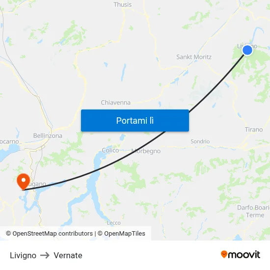 Livigno to Vernate map
