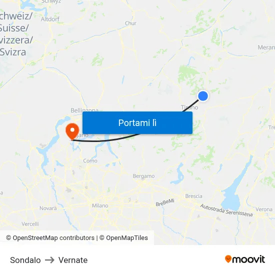 Sondalo to Vernate map