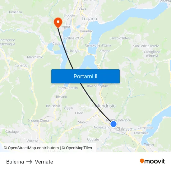 Balerna to Vernate map