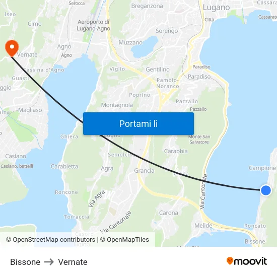 Bissone to Vernate map