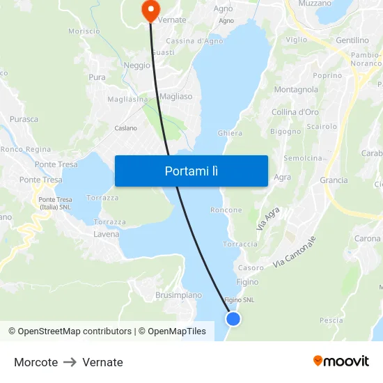 Morcote to Vernate map