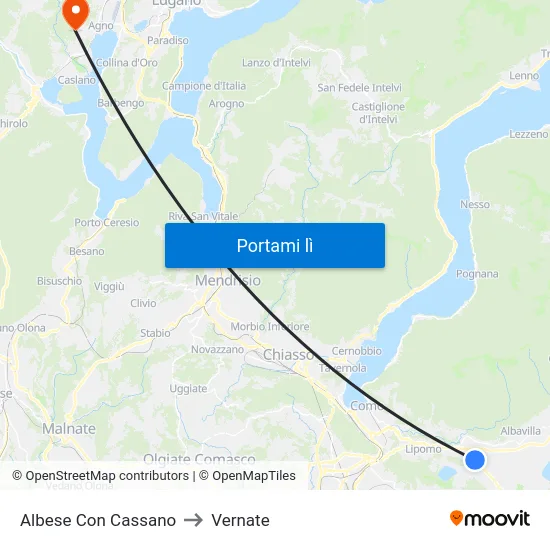 Albese Con Cassano to Vernate map