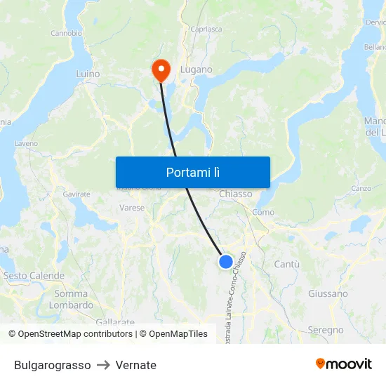 Bulgarograsso to Vernate map