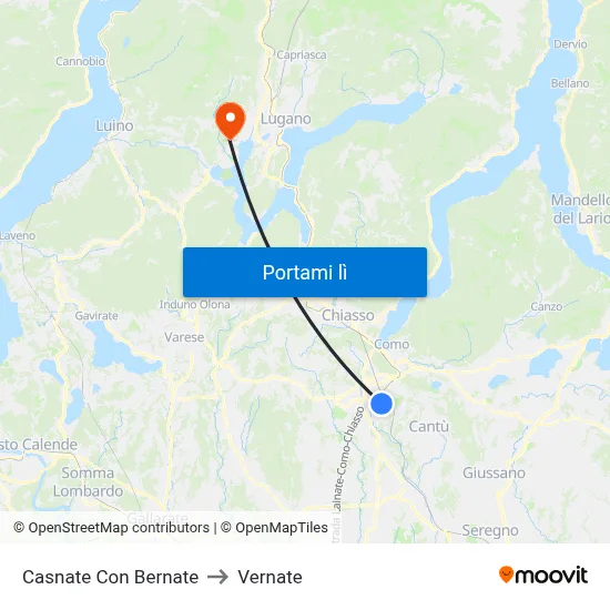Casnate Con Bernate to Vernate map