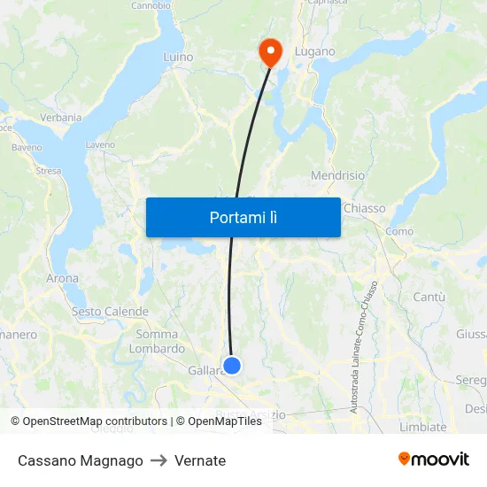 Cassano Magnago to Vernate map