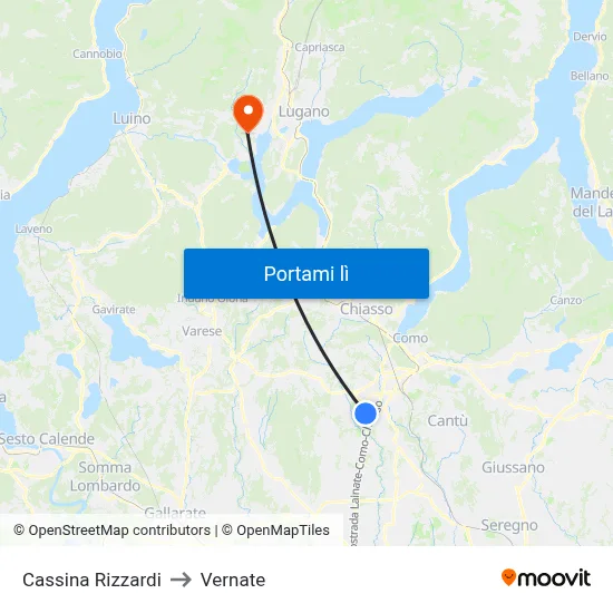 Cassina Rizzardi to Vernate map