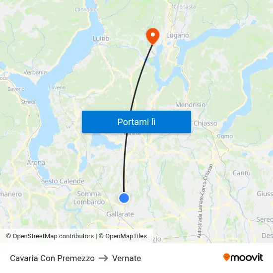 Cavaria Con Premezzo to Vernate map