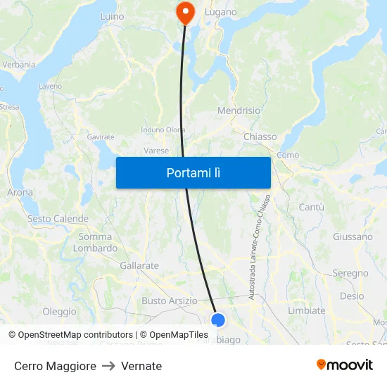 Cerro Maggiore to Vernate map