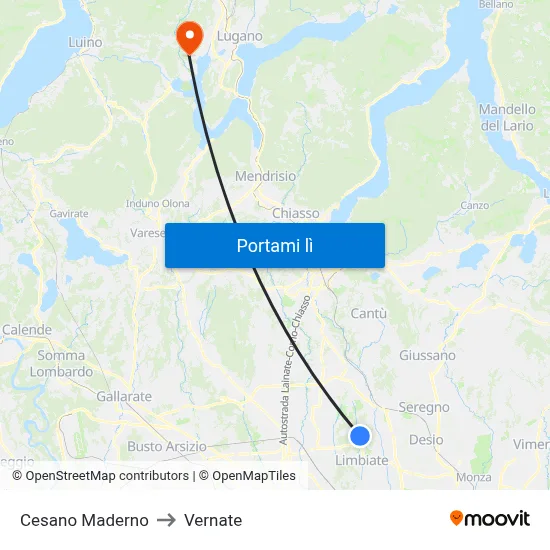 Cesano Maderno to Vernate map