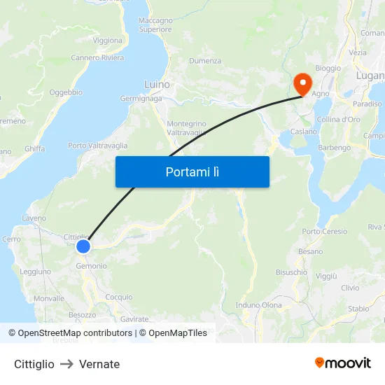 Cittiglio to Vernate map