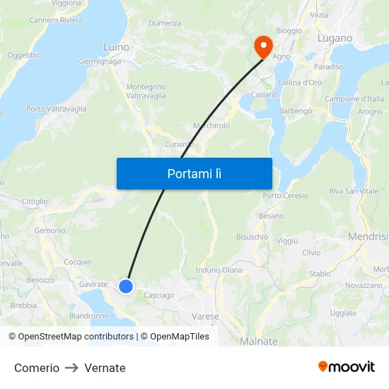 Comerio to Vernate map