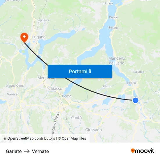 Garlate to Vernate map