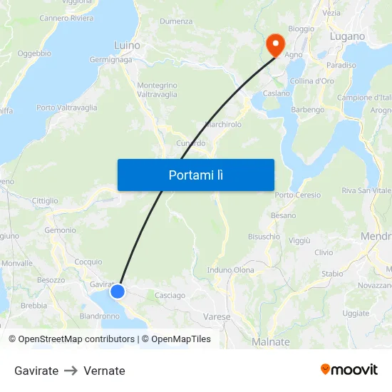 Gavirate to Vernate map