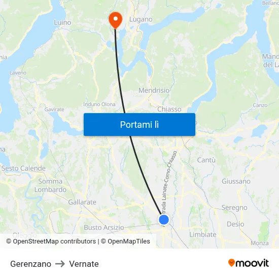 Gerenzano to Vernate map