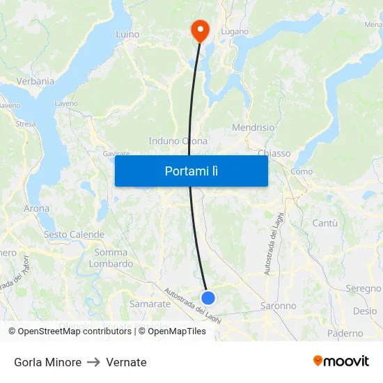 Gorla Minore to Vernate map