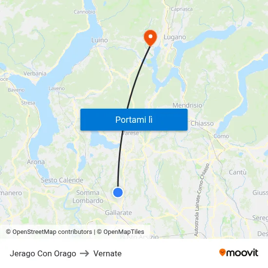 Jerago Con Orago to Vernate map