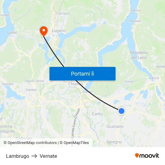 Lambrugo to Vernate map