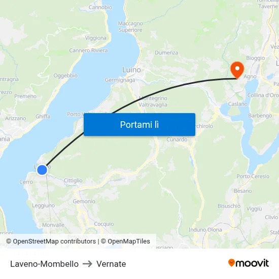 Laveno-Mombello to Vernate map