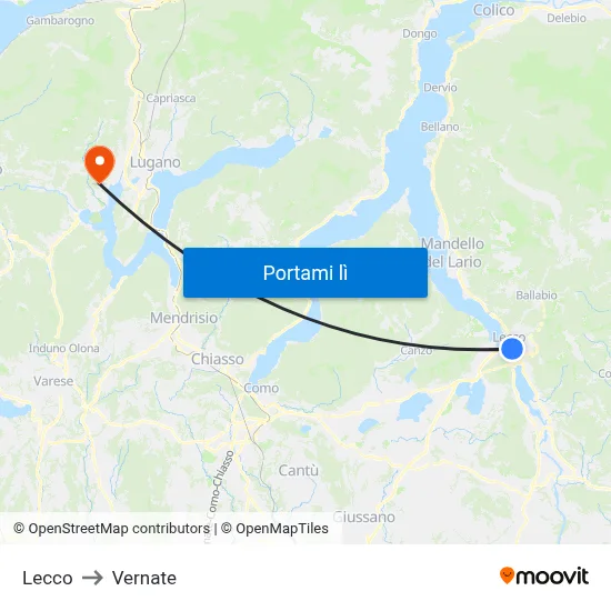 Lecco to Vernate map