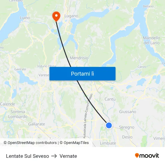 Lentate Sul Seveso to Vernate map