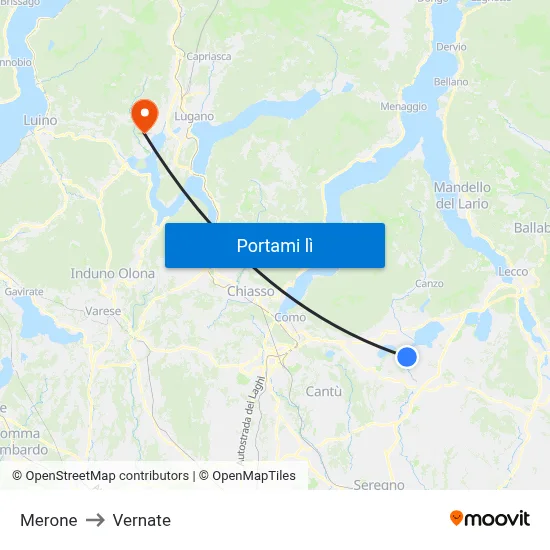 Merone to Vernate map