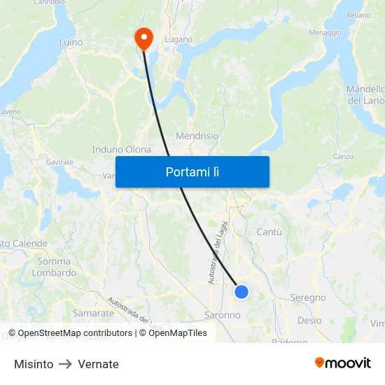 Misinto to Vernate map