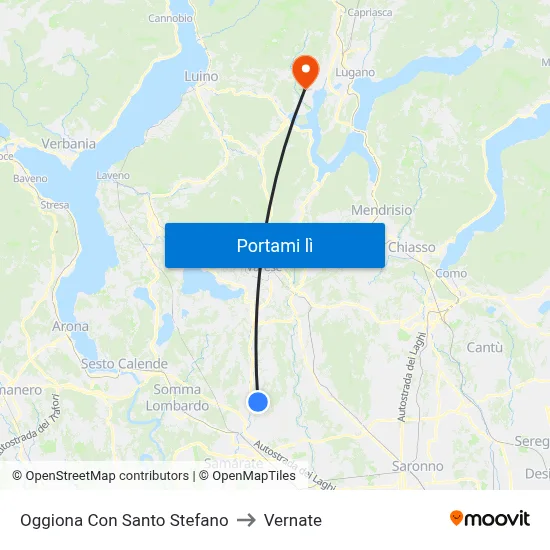 Oggiona Con Santo Stefano to Vernate map
