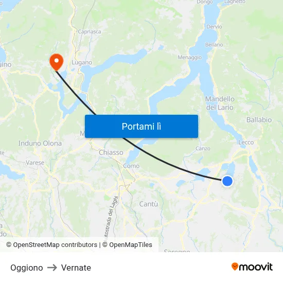 Oggiono to Vernate map