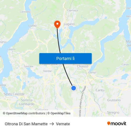 Oltrona Di San Mamette to Vernate map