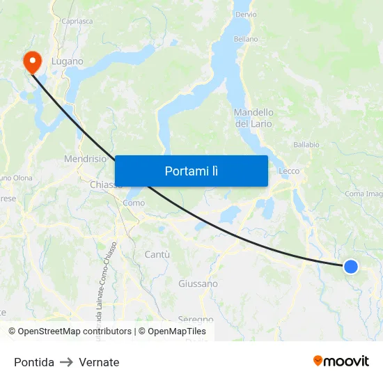 Pontida to Vernate map