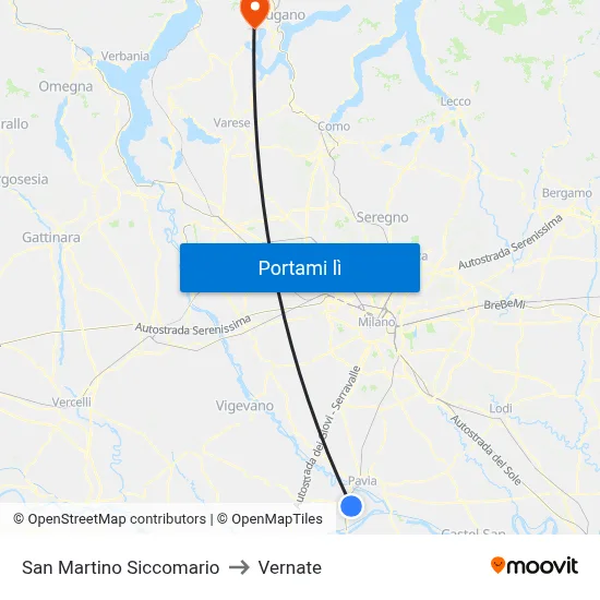 San Martino Siccomario to Vernate map