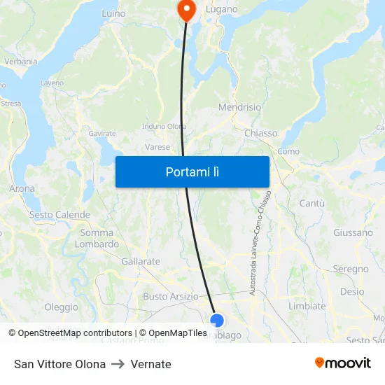 San Vittore Olona to Vernate map