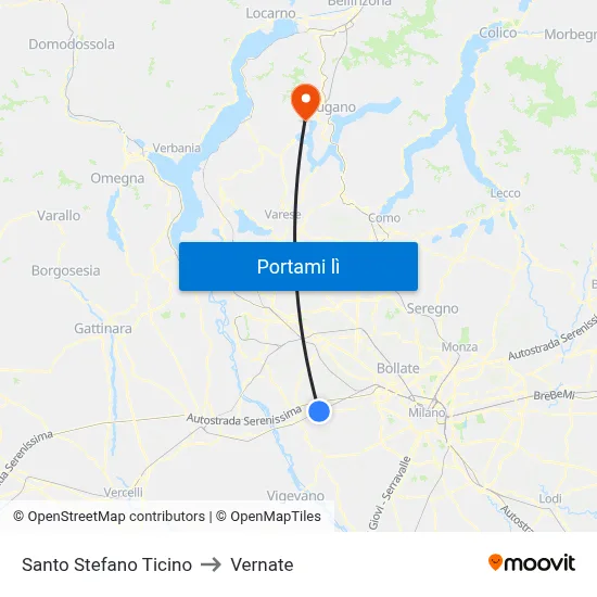 Santo Stefano Ticino to Vernate map