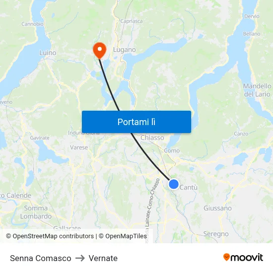 Senna Comasco to Vernate map