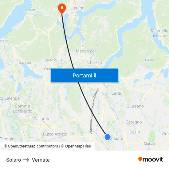 Solaro to Vernate map