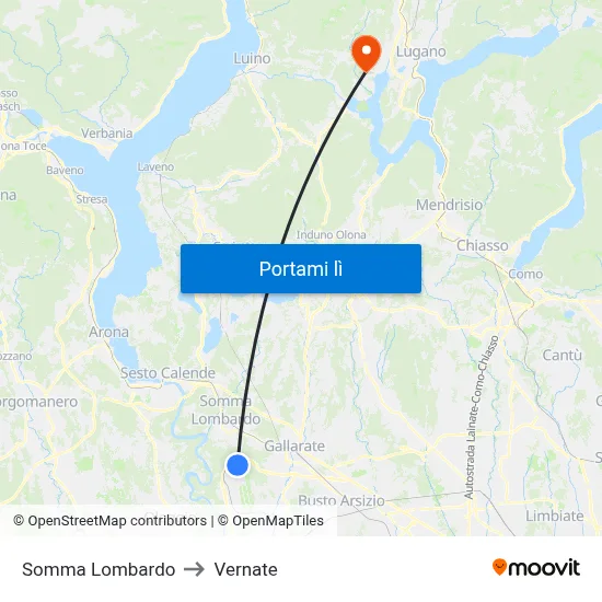 Somma Lombardo to Vernate map