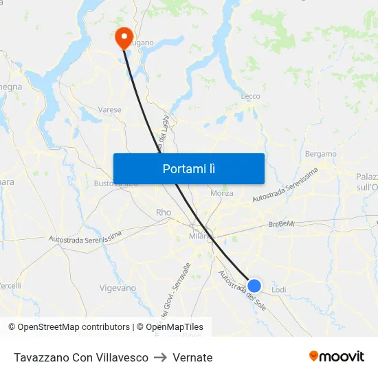 Tavazzano Con Villavesco to Vernate map