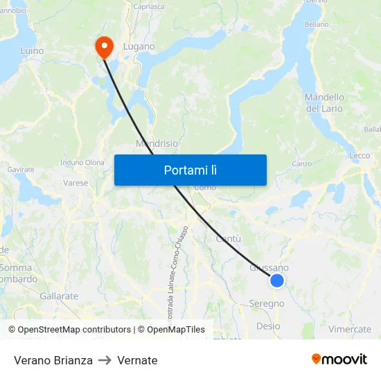 Verano Brianza to Vernate map