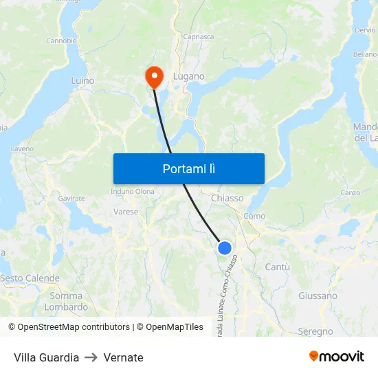 Villa Guardia to Vernate map