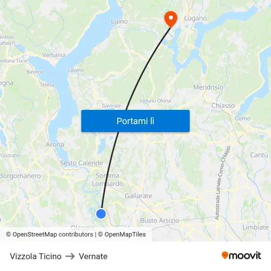Vizzola Ticino to Vernate map